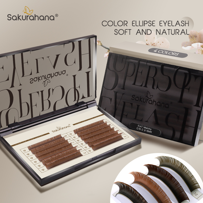 Eyelash Extension Mega Volume - SAKURAHANA Ciglia Finte Ellittiche Marroni, Extension
